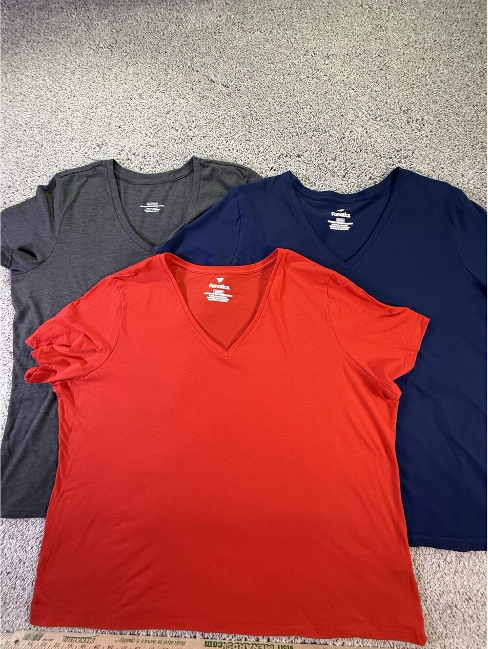 NWOT Fanatics Women’s Cotton T Shirt 3 Pack Size 3X Red, Blue, Gray